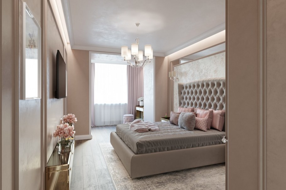Спальня Неоклассика пыльная роза