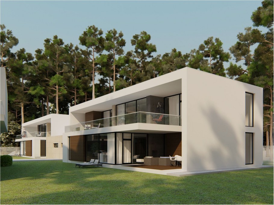 Современный каркасный дом с плоской крышей