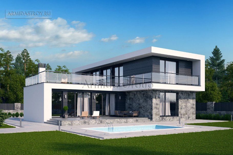 Современный дом с плоской крышей