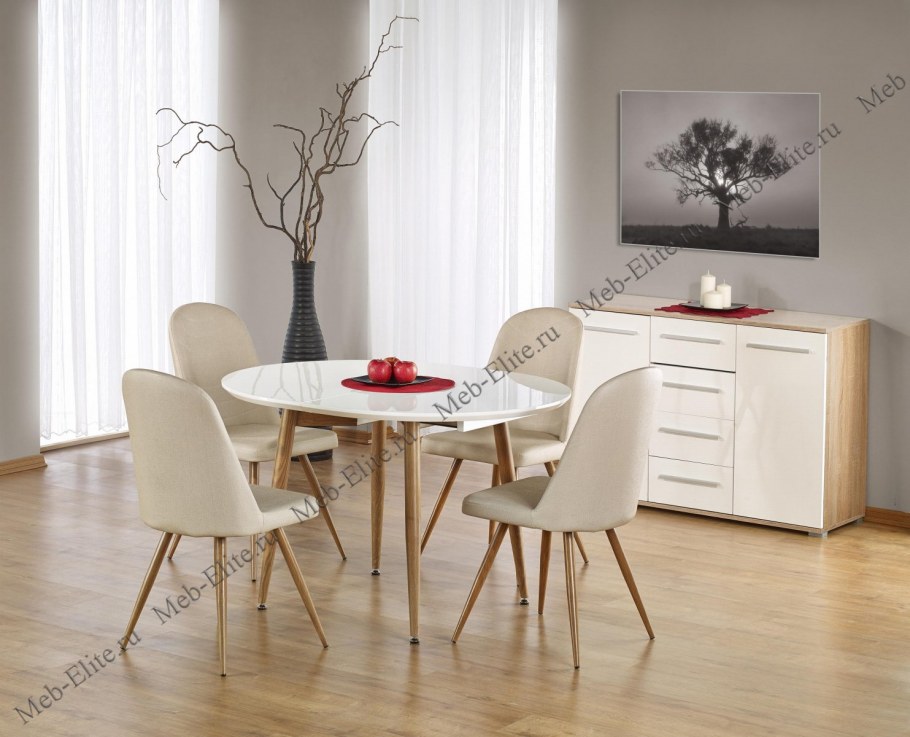 Edward, раскладной, стол обеденный, Halmar, белый-дуб медовый