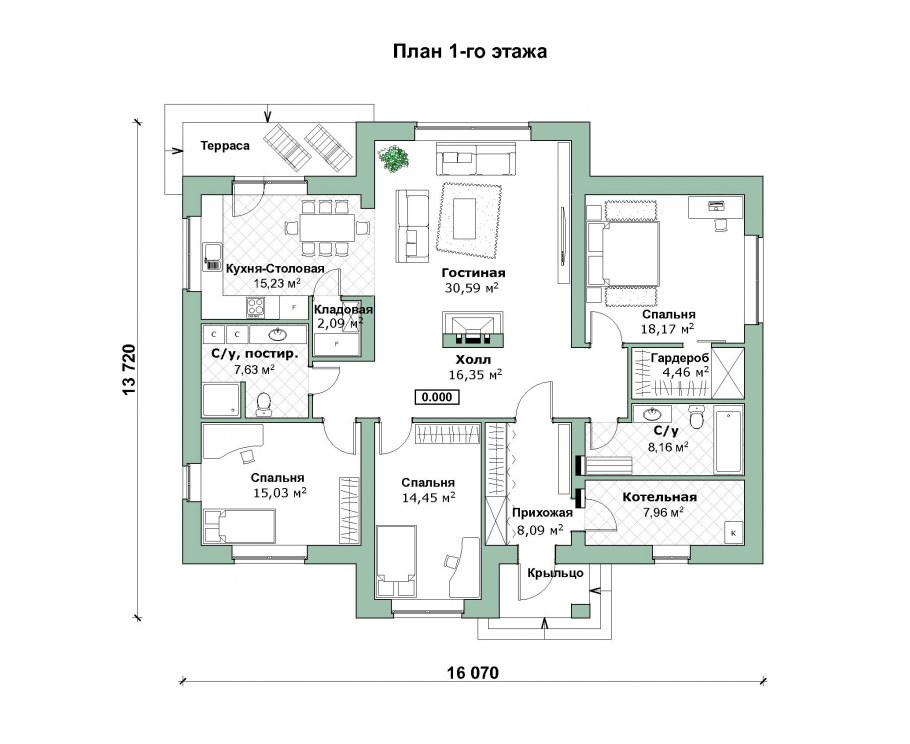 Планировка дома в скандинавском стиле одноэтажный
