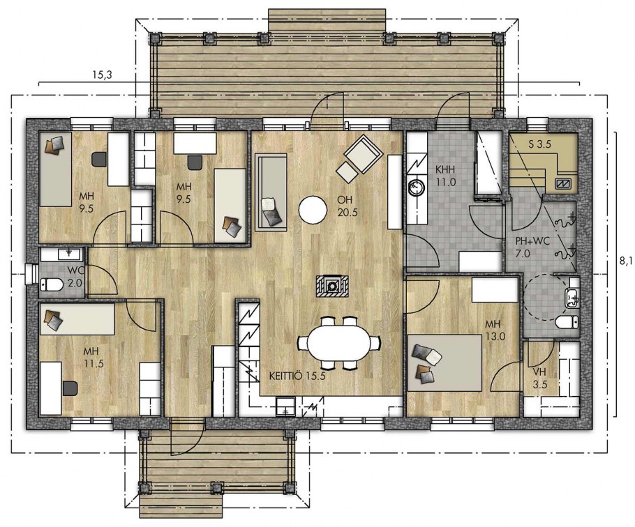 Планировка норвежского одноэтажного дома