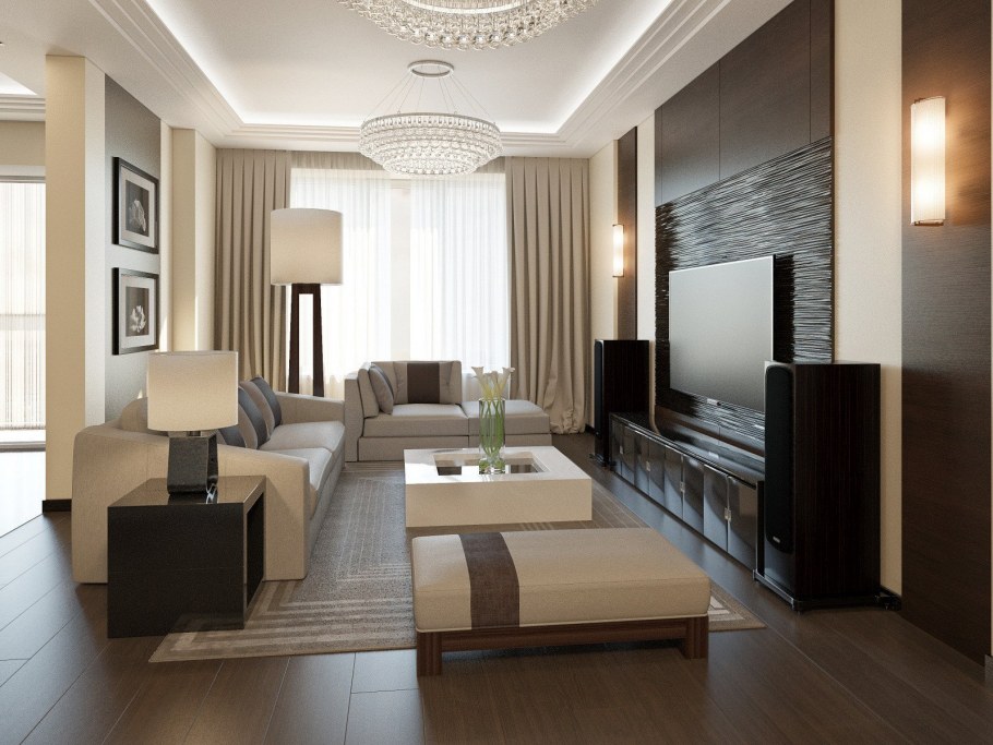 Проходная гостиная в современном стиле