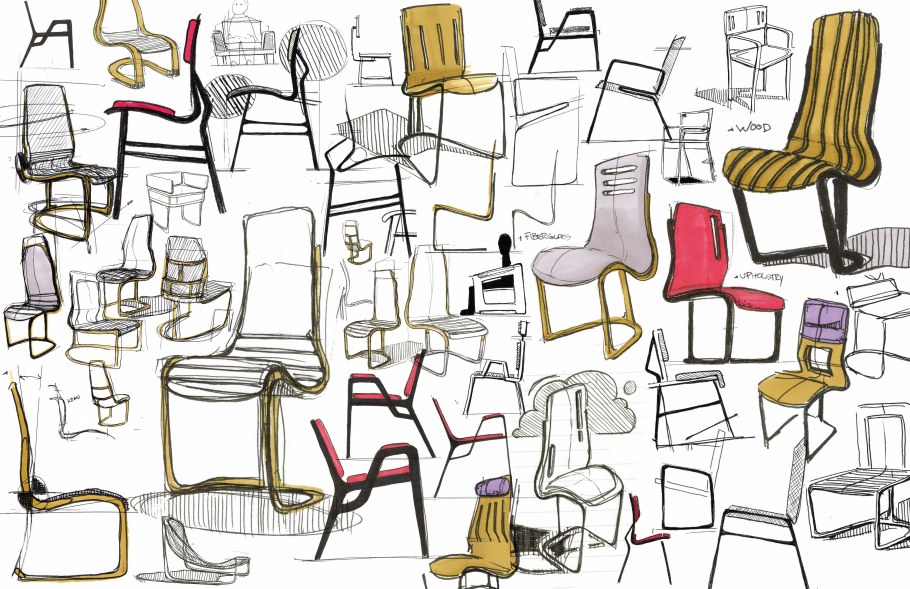 Скетч с интерьером стул
