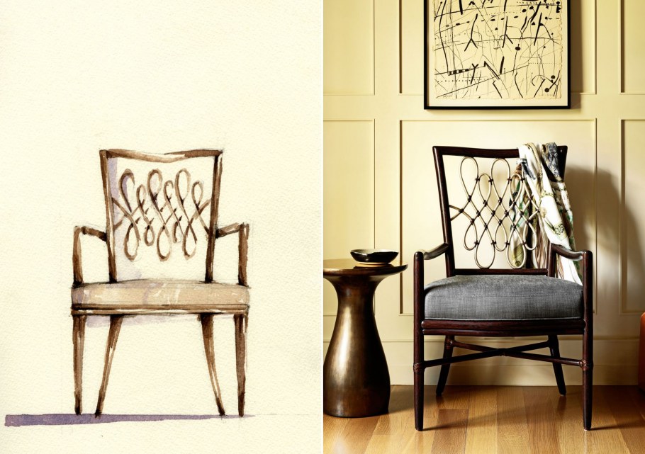 Скетч кресла в интерьере