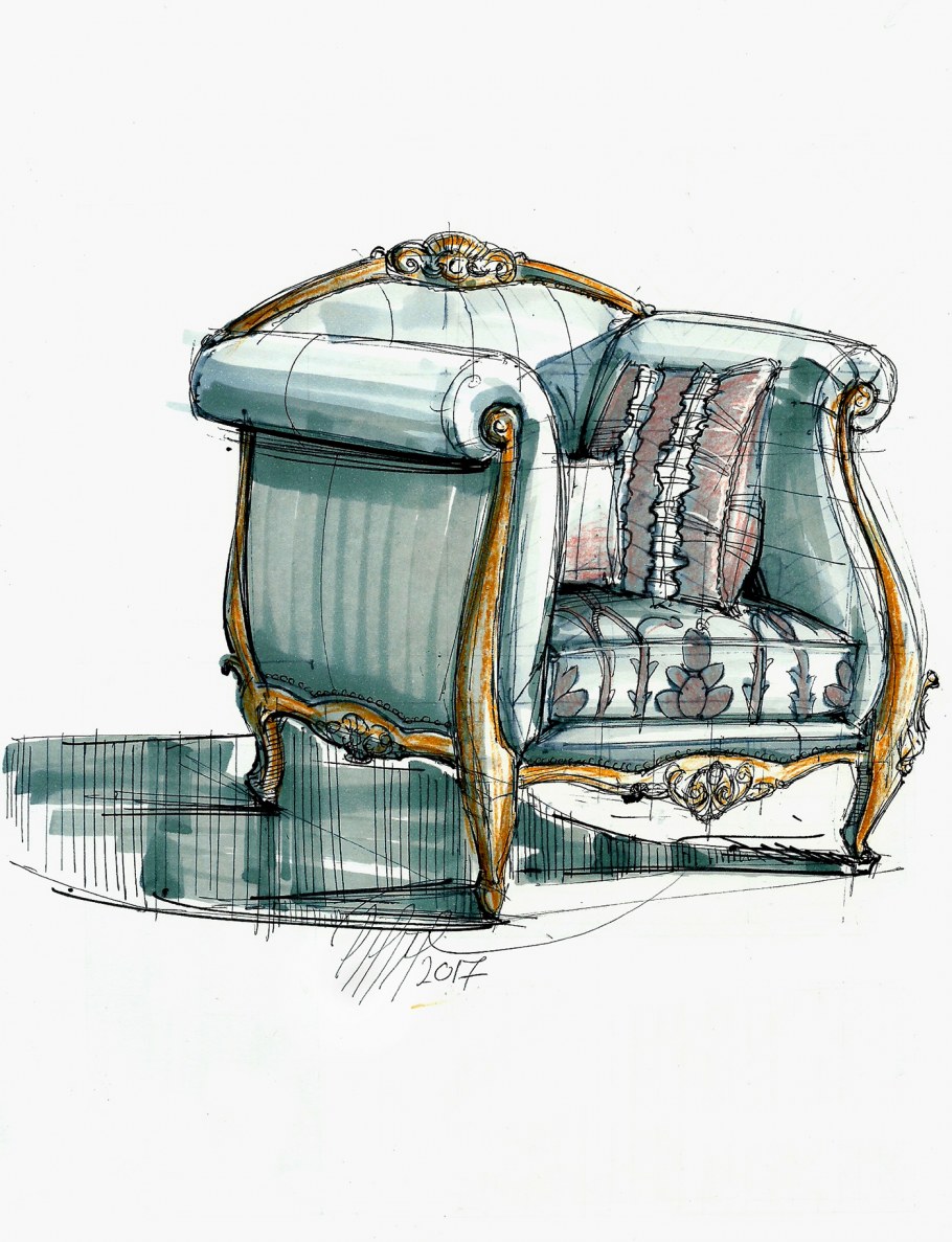 Скетч кресла в интерьере