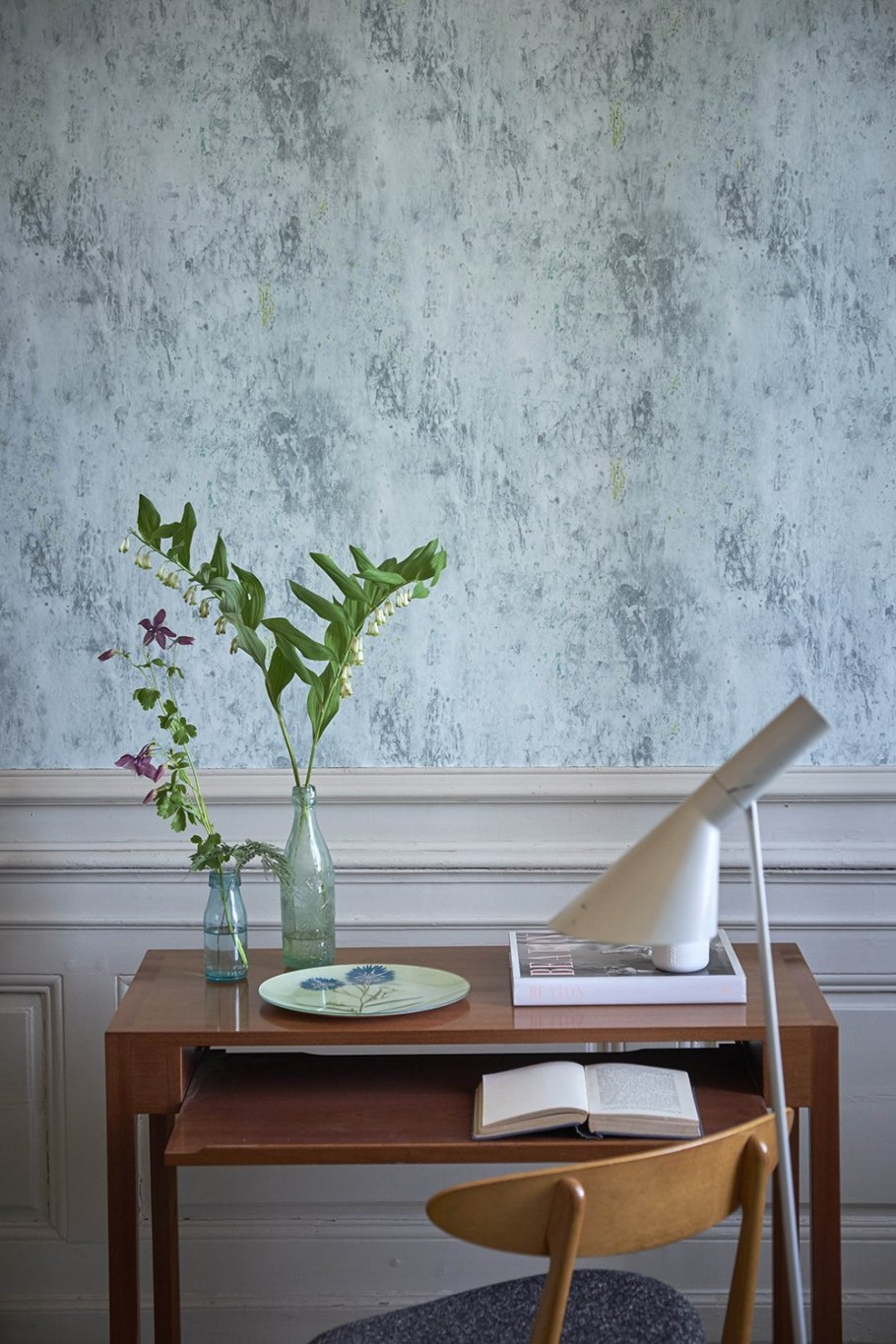 Голубая штукатурка в интерьере