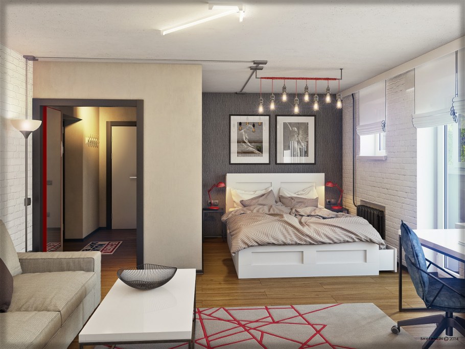 Спальня ниша в однокомнатной