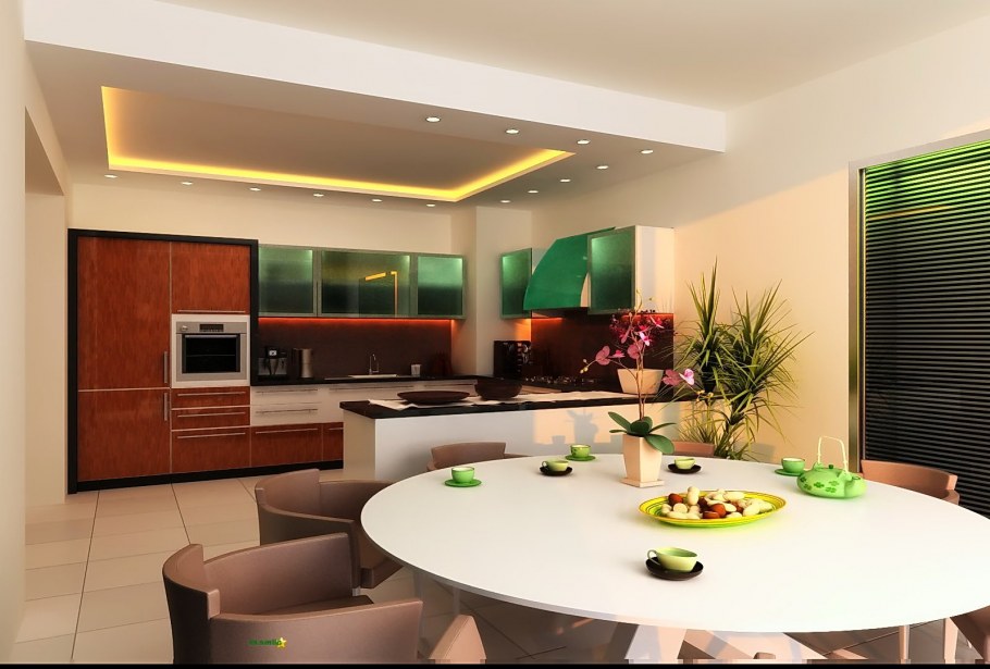 Зонирование кухни с диваном