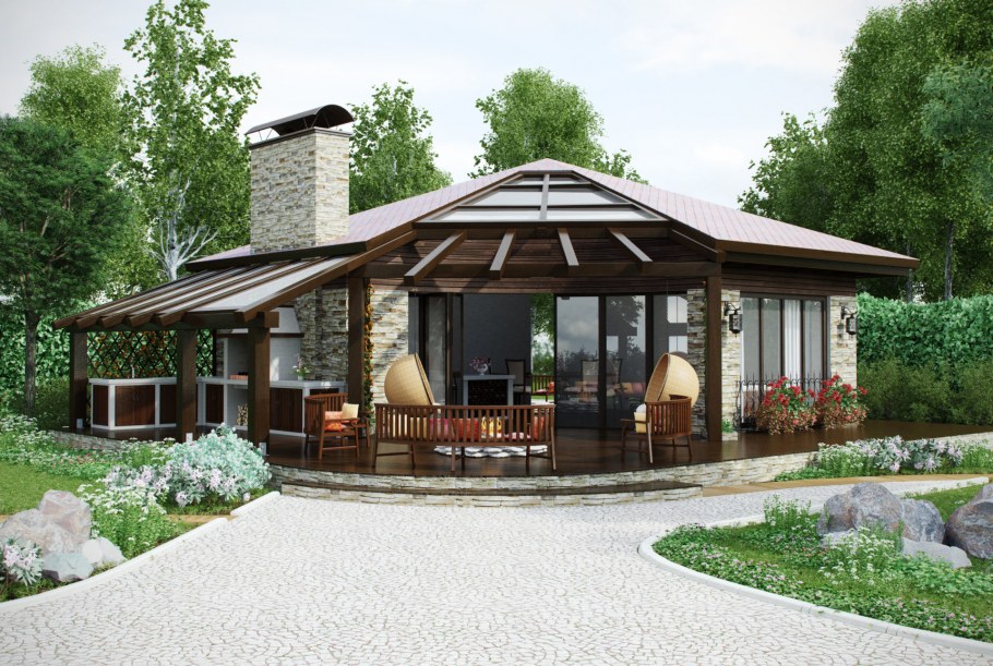 Современные крытые беседки