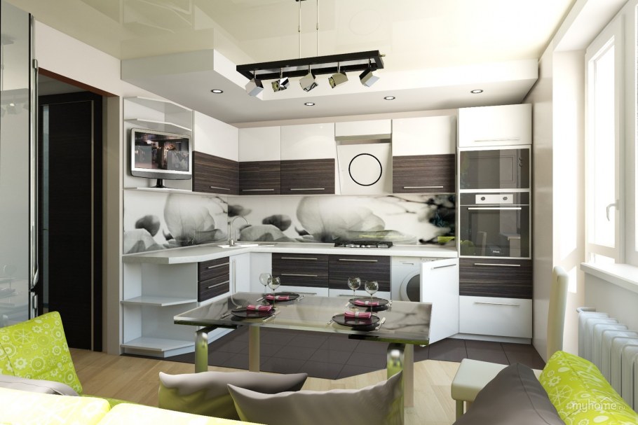 Кухня-гостиная угловая дизайнерская