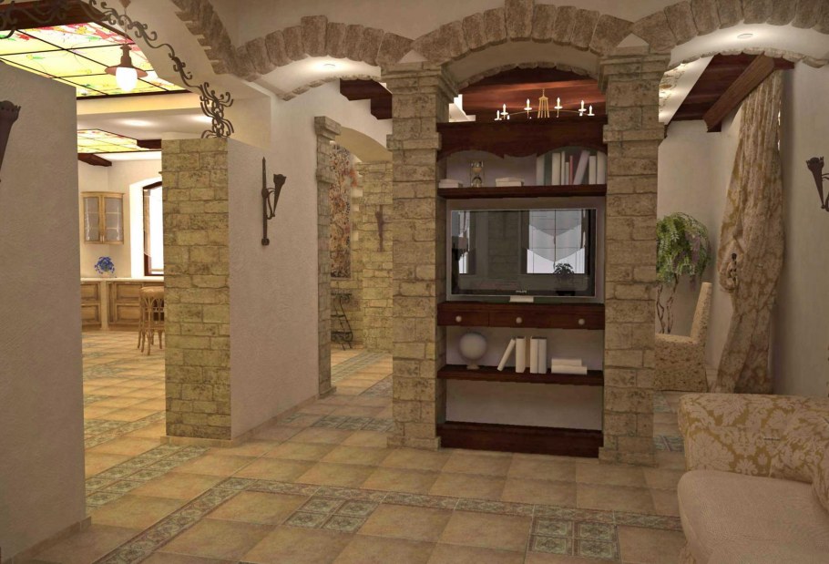 Отделка арки камнем