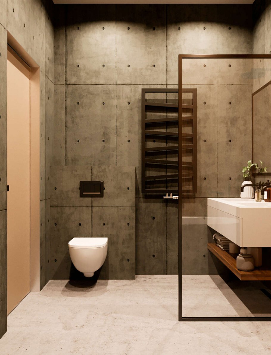 Ванная в стиле лофт дерево