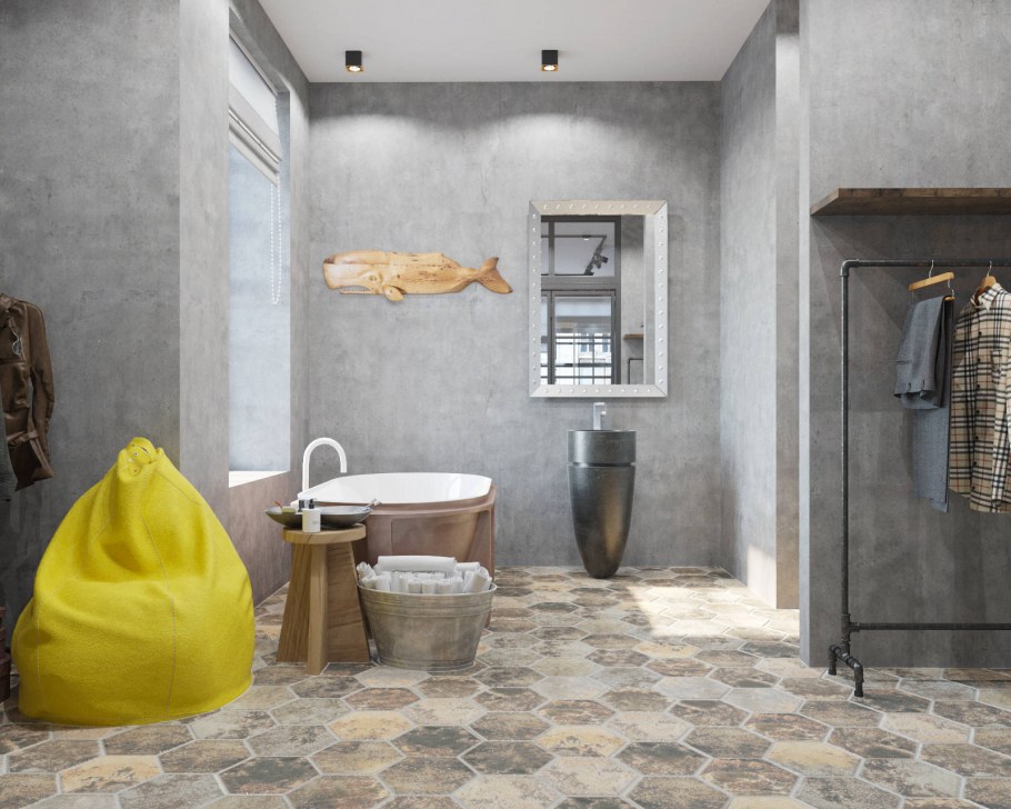 Ванна в стиле лофт Микробетон