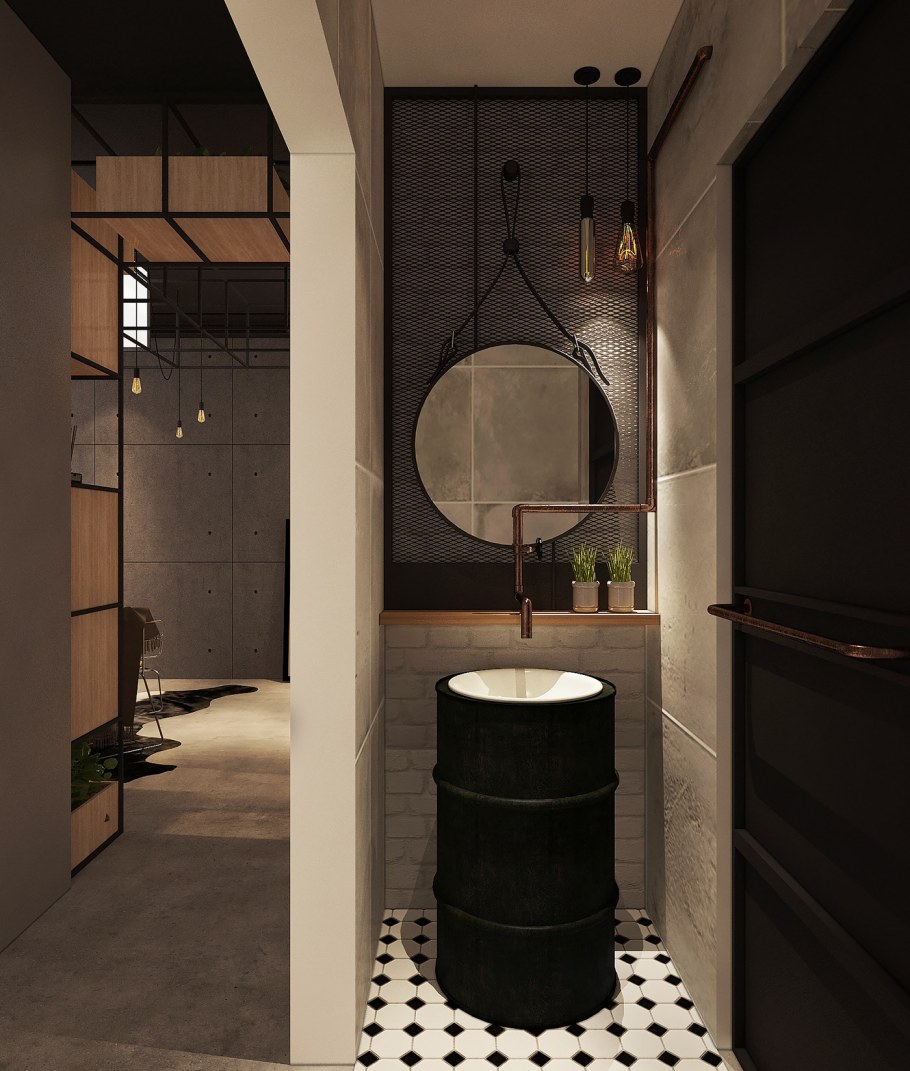 Ванная круглая в стиле лофт