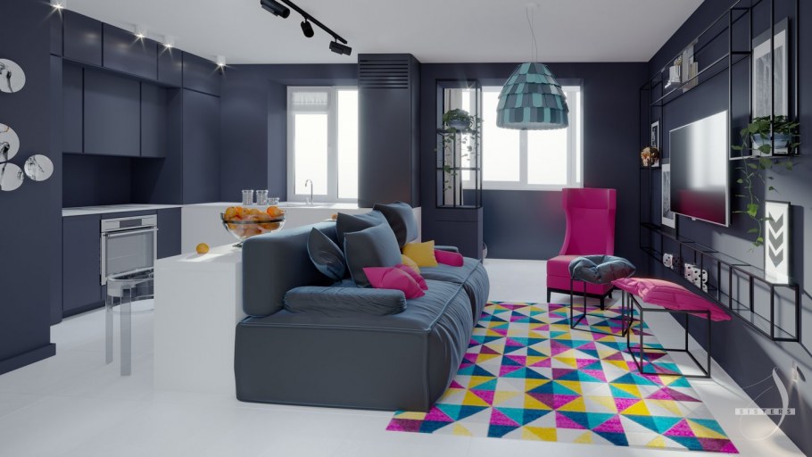 Гостиная с яркими акцентами