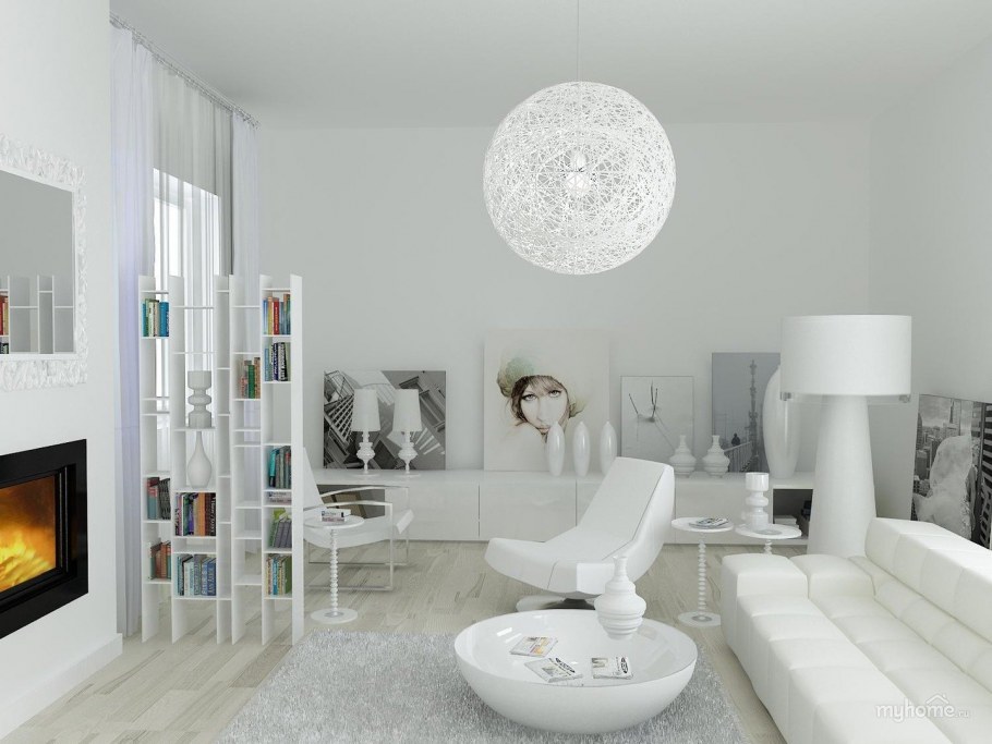 Белая люстра в интерьере