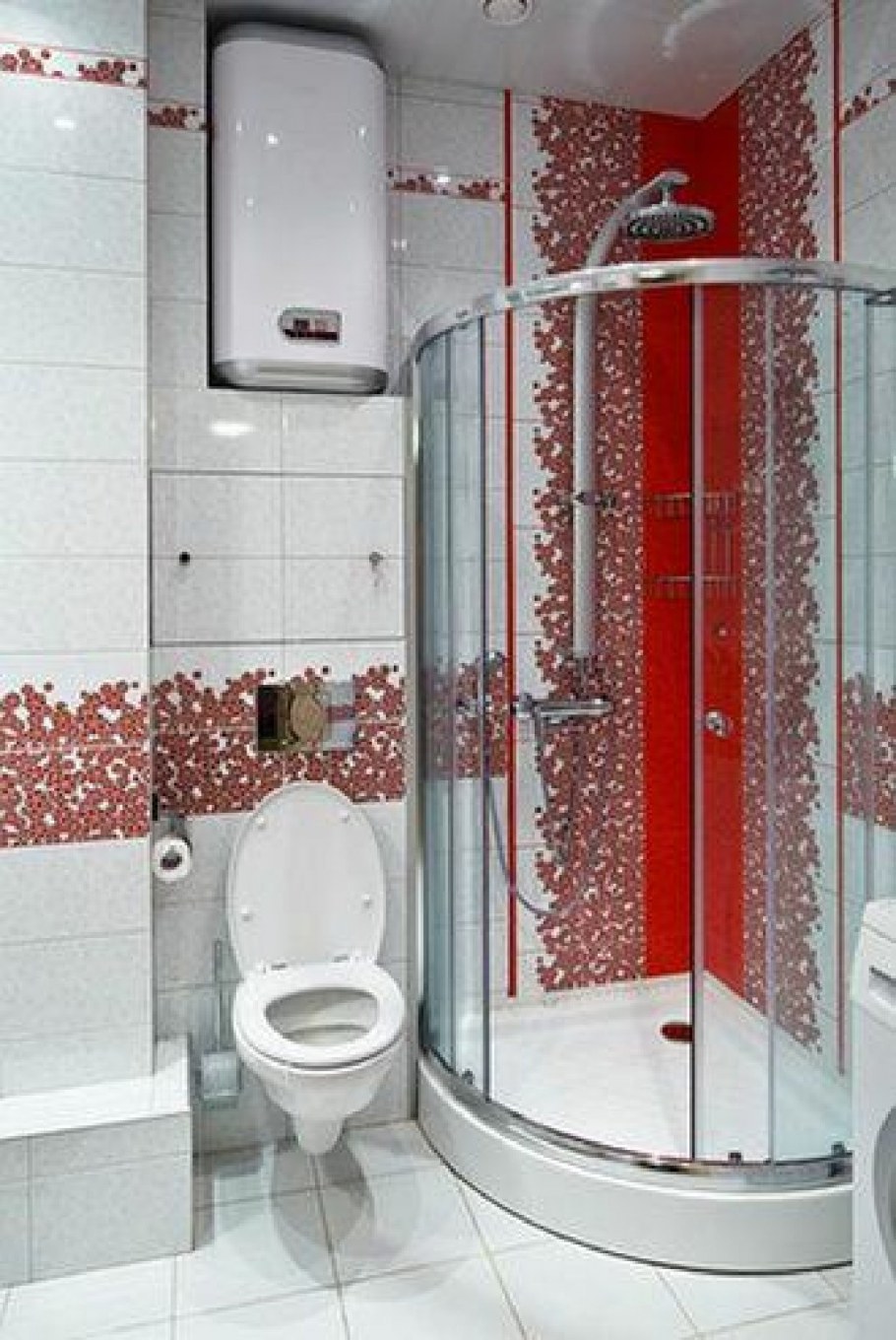 Голубая ванная с душевой кабиной