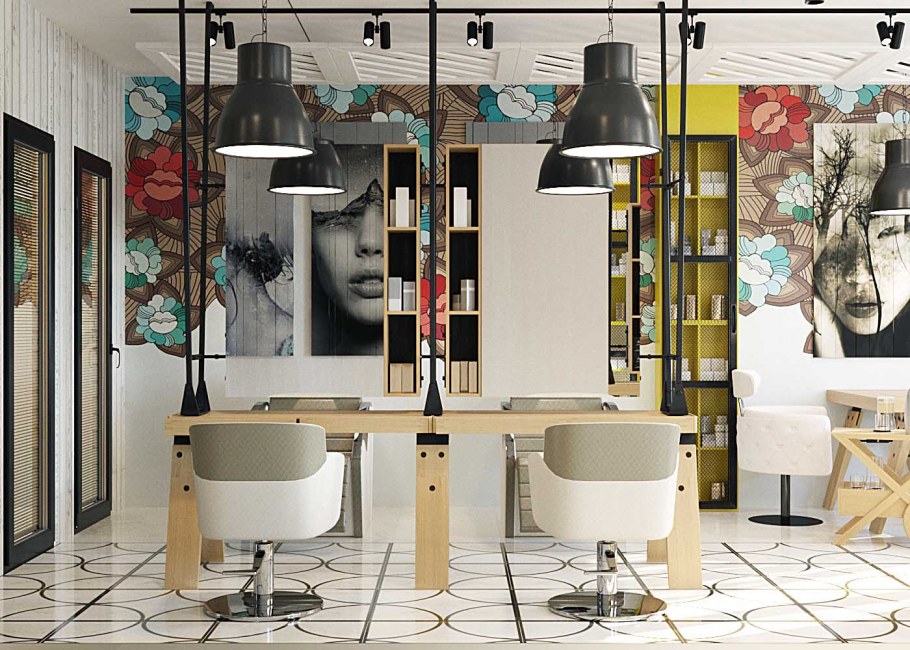 Стиль 60 х в интерьере парикмахерской