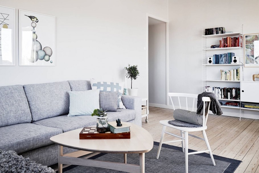 Сканди стиль гостиная серая