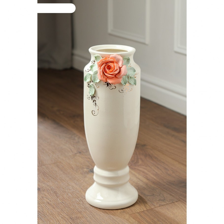 Ваза Вента напольная 42 см лепка белая