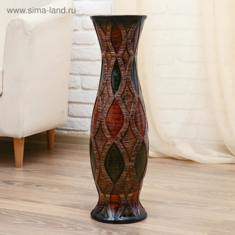 Ваза керамика напольная Дионелла d-12см 16х60 см квадратная белая