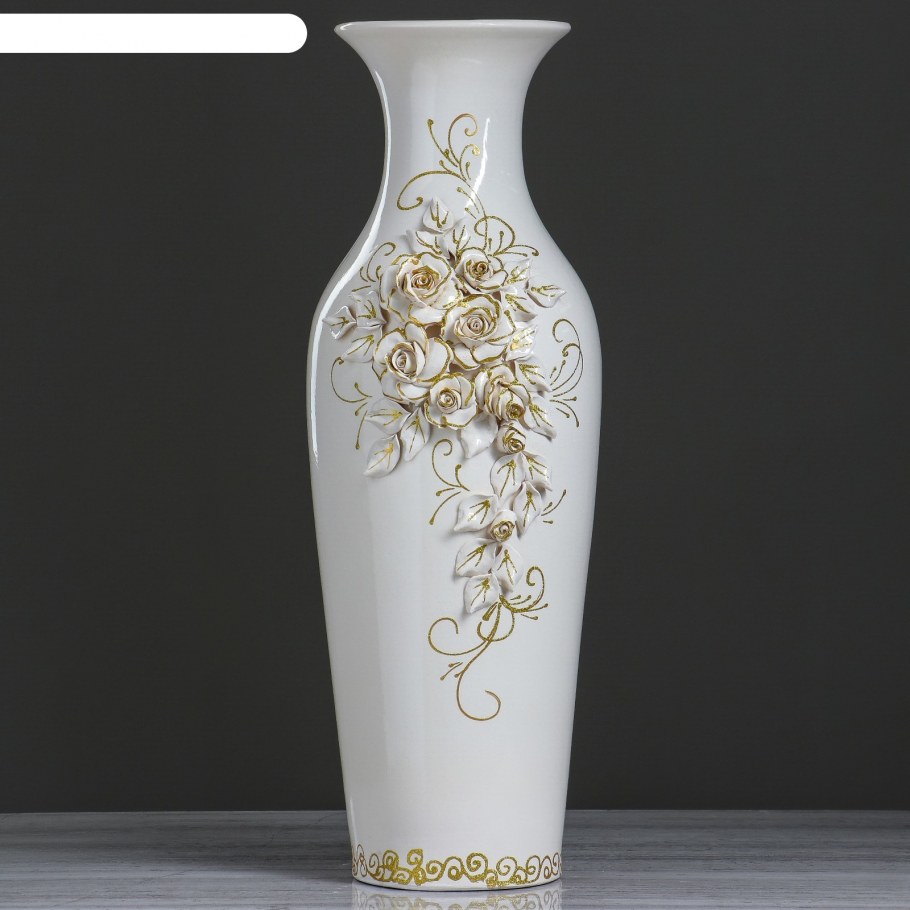 Ваза напольная Амфора резка акрил белая тк909 ш.к.6315