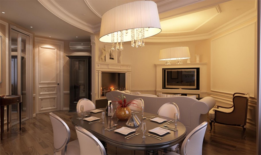 Люстры в стиле классика в кухне гостиной