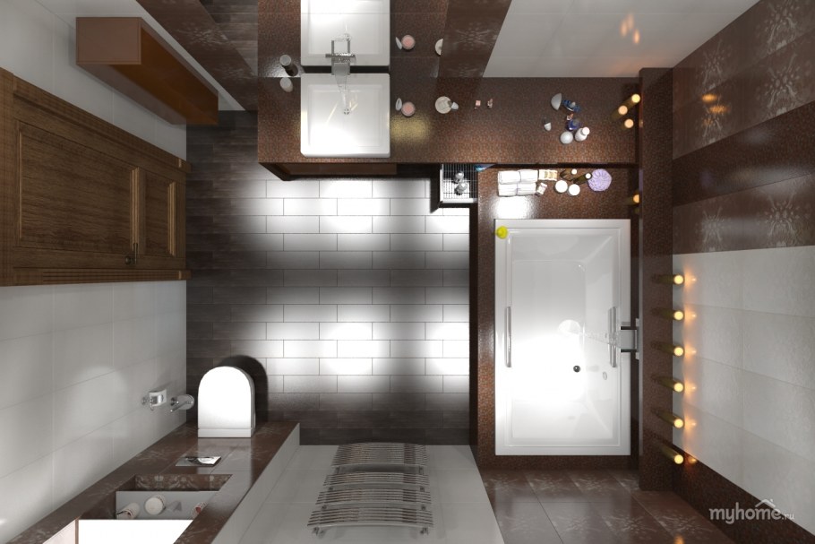 Ванная комната в коричнево-бежевых тонах лофт