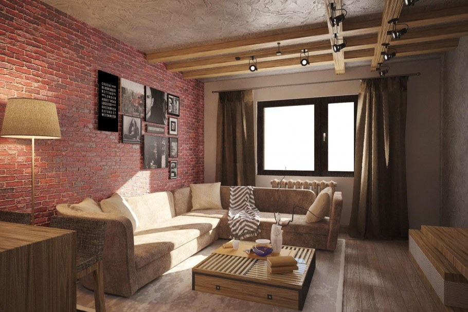 Зеркало в гостиной в стиле лофт