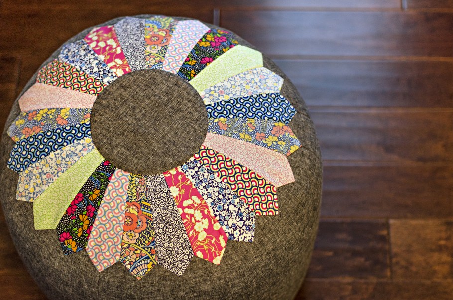 Пуфик из лоскутков