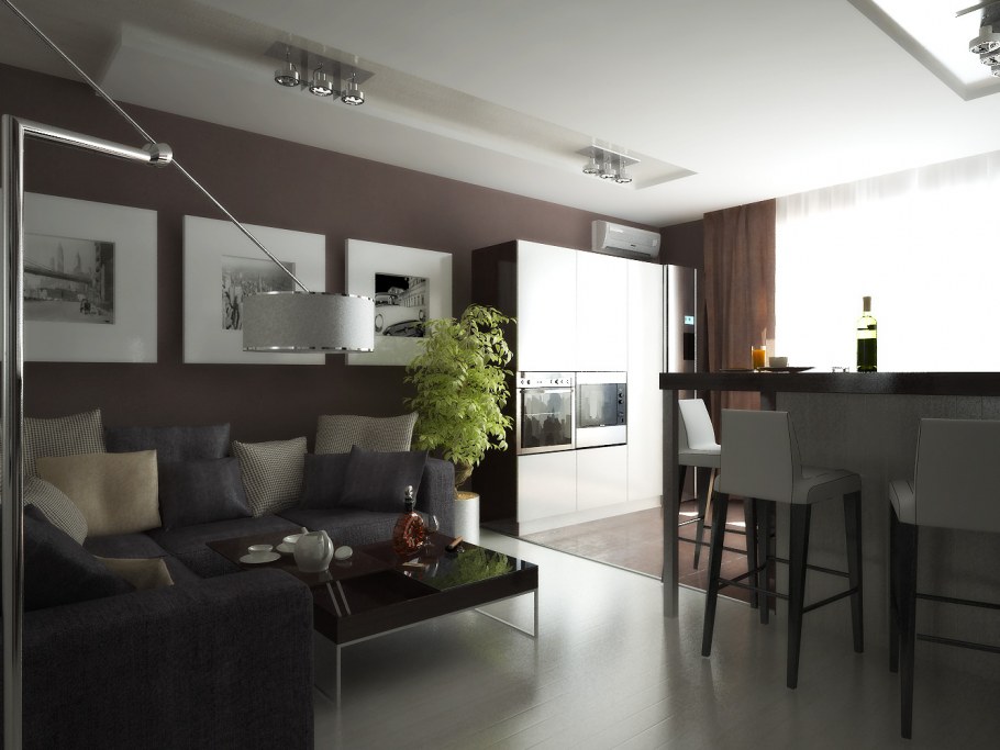 Гостиная студия 20 кв м