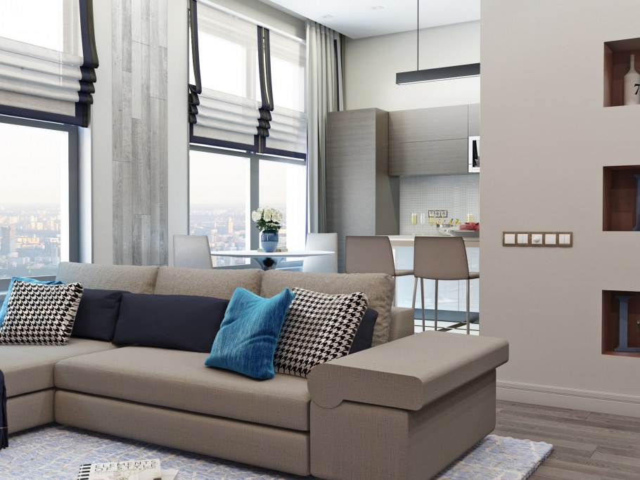 Гостиная в кофейно-молочных тонах