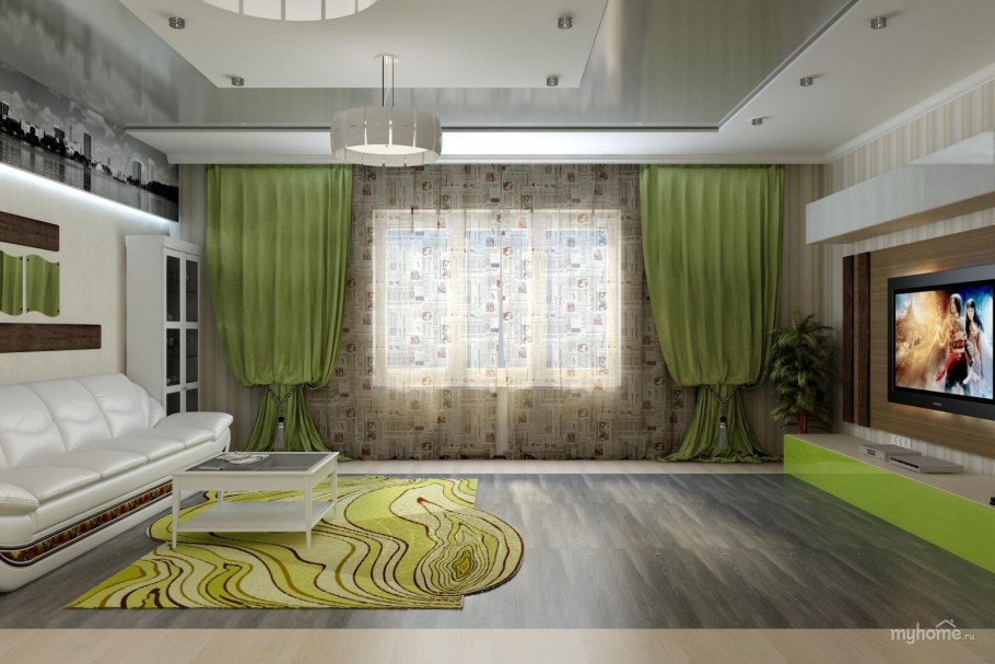 Оливковые стены в интерьере