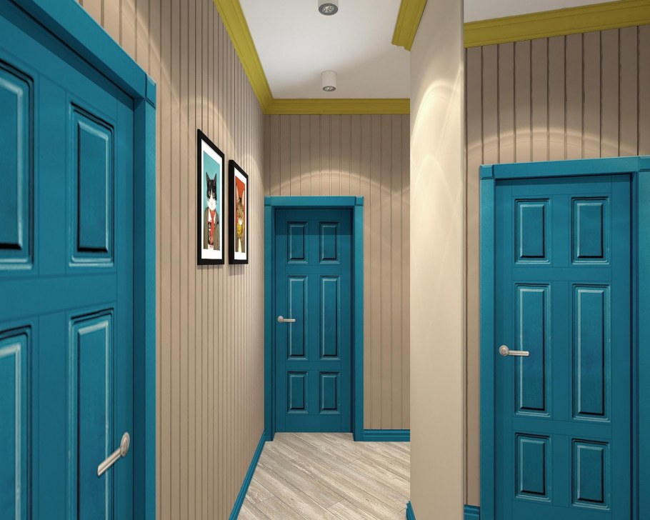 Крашеная вагонка в интерьере прихожей