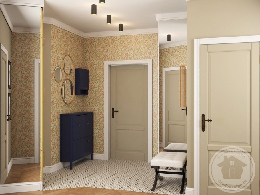 Серо синяя прихожая