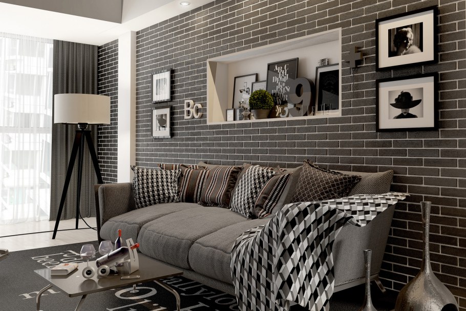 Кирпичная кладка в интерьере