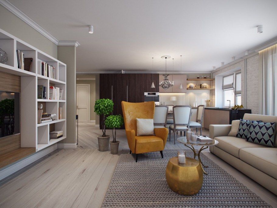 Интерьеры квартир трехкомнатных