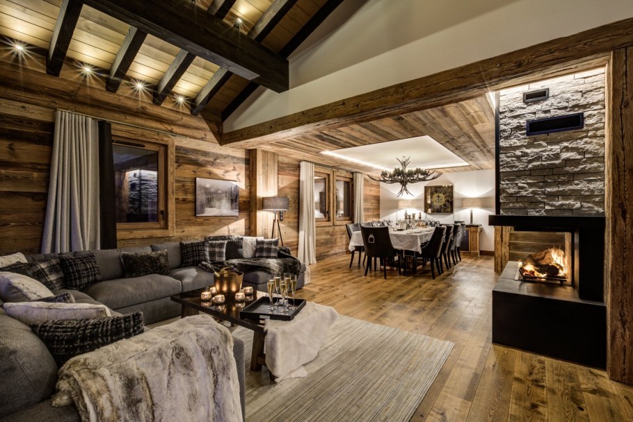 Дом в стиле Шале одноэтажный интерьер