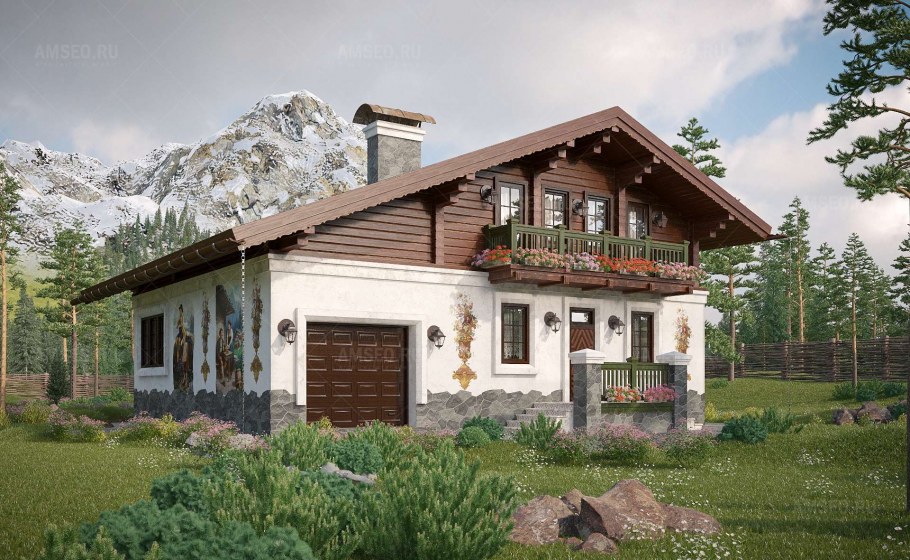 Одноэтажный каменный дом Шале