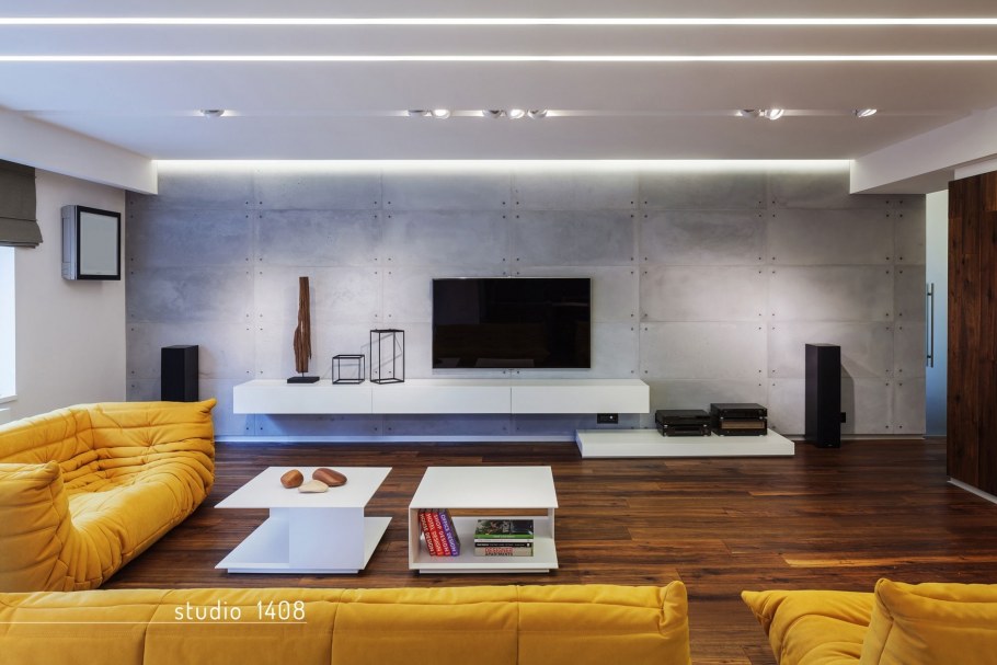 Освещение над телевизором в потолке