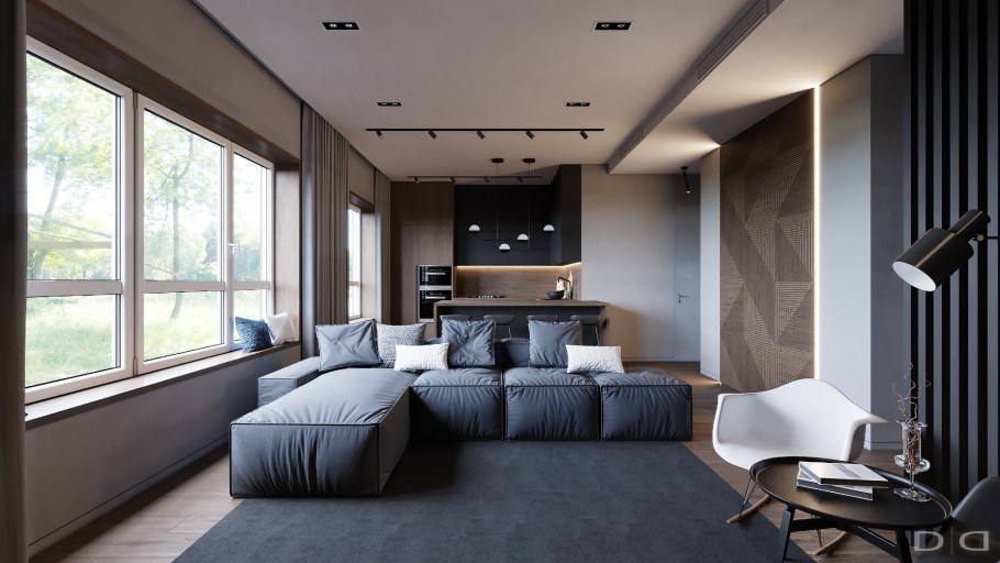 Панорамные окна в гостиной