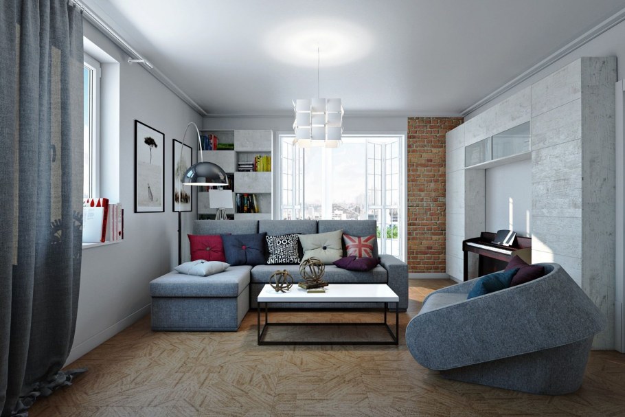 Комната 5х4 расстановка мебели стиль лофт