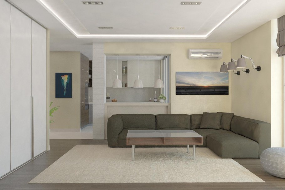 Интерьер зала 3х комнатной квартиры в Московской планировке