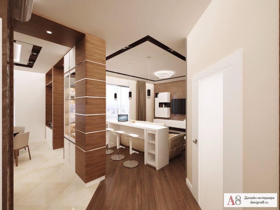 Интерьер трехкомнатной квартиры 8 квадратных метров