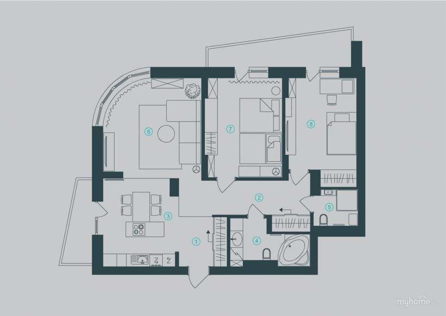 План квартиры сверху