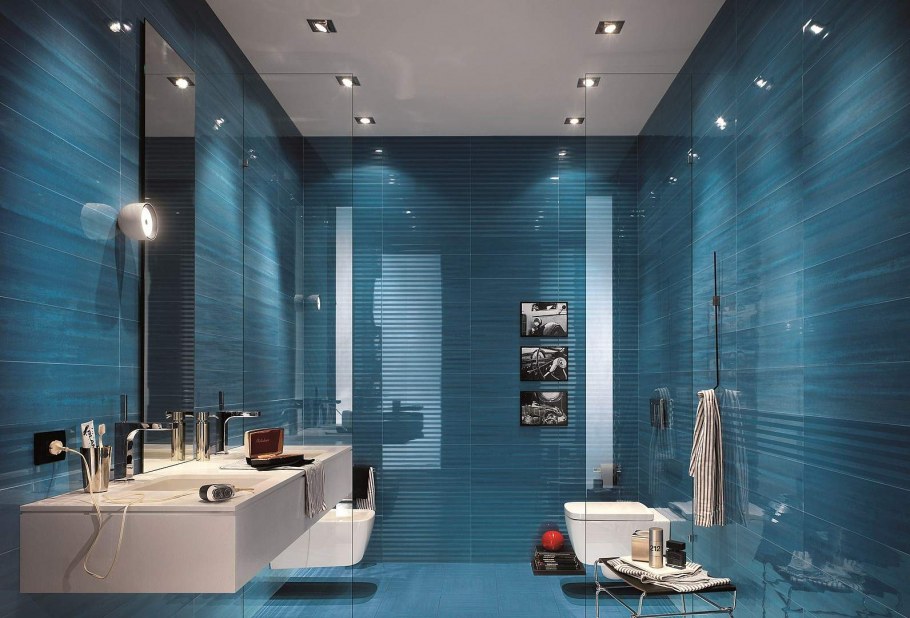 Синяя плитка для ванной