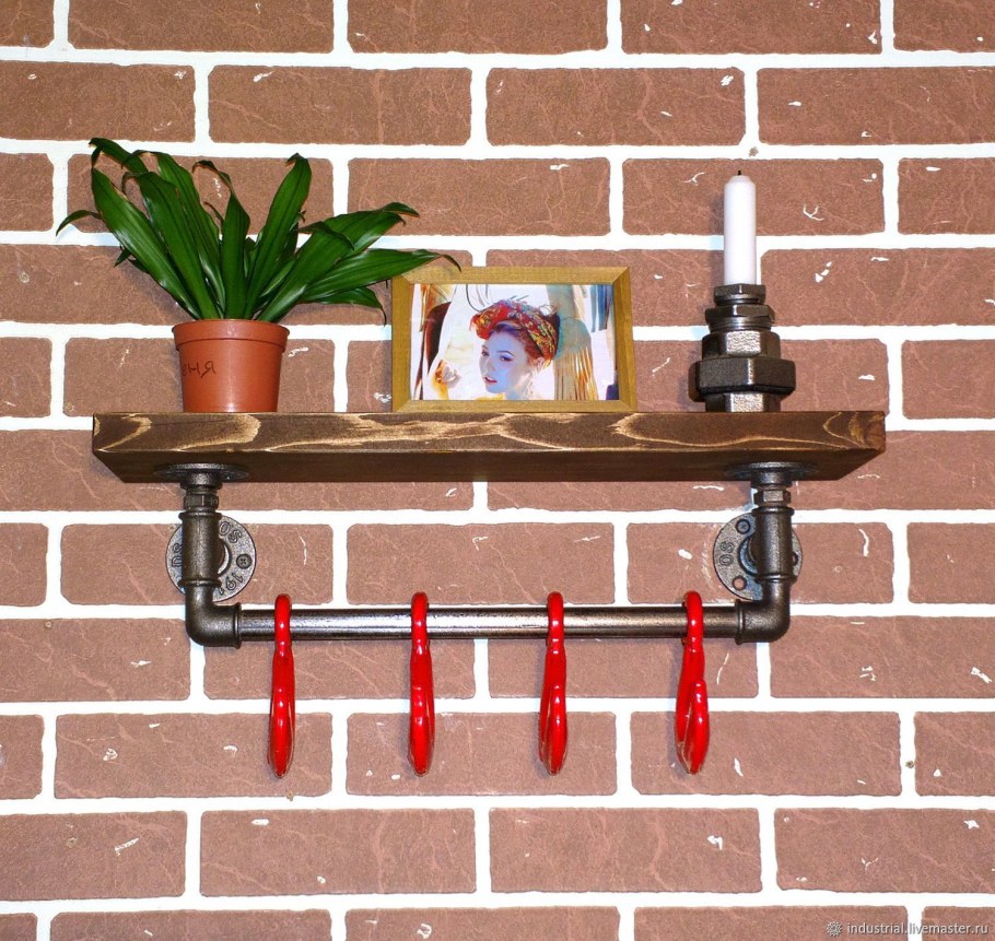 Полка для ванной в стиле лофт