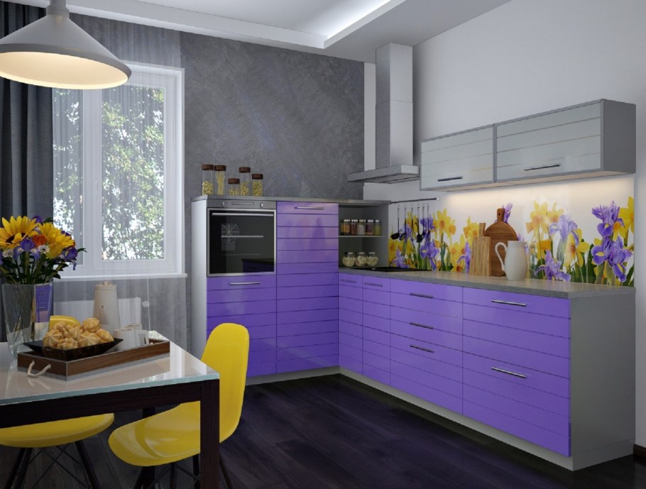 Кухня с сиреневыми акцентами