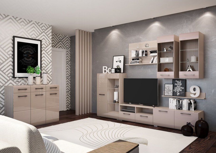 Гостиная Горизонт Ненси-1 ясень шимо какао глянец